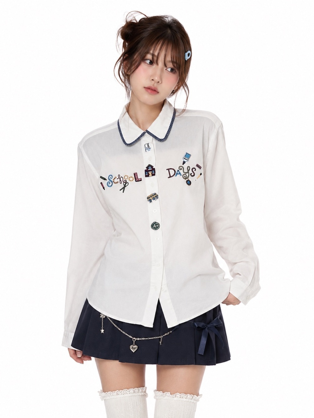 Kitschy Teachercore Corduroy Blouse School Embroidered Kidcore Kindergarten